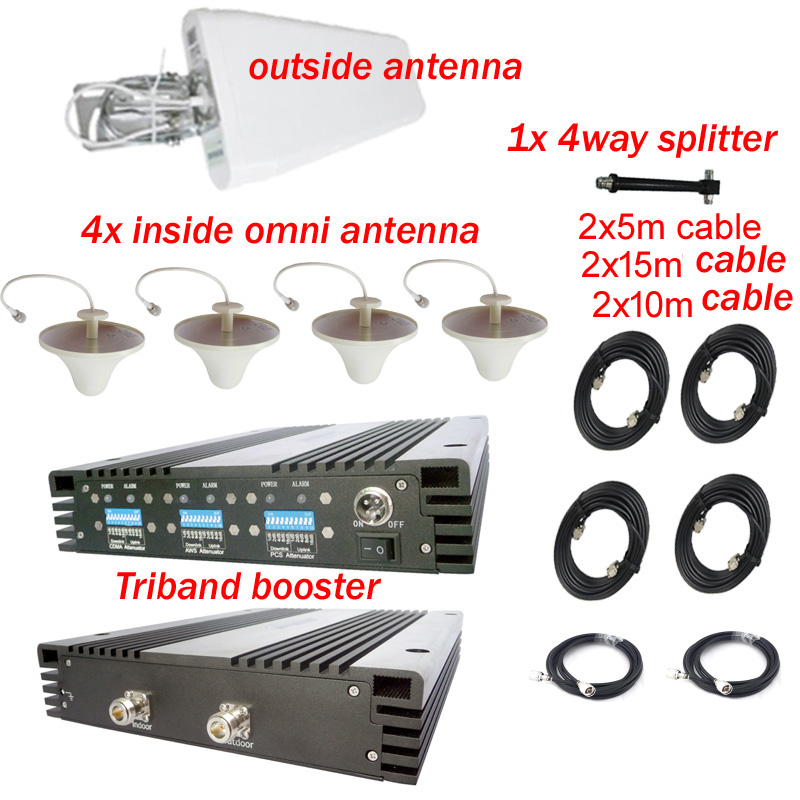 Spark/Vodafone/2Degrees Voice 3G Data and 4G -- 850/1800/2100MHz Triband Signal Booster for 2500sqm